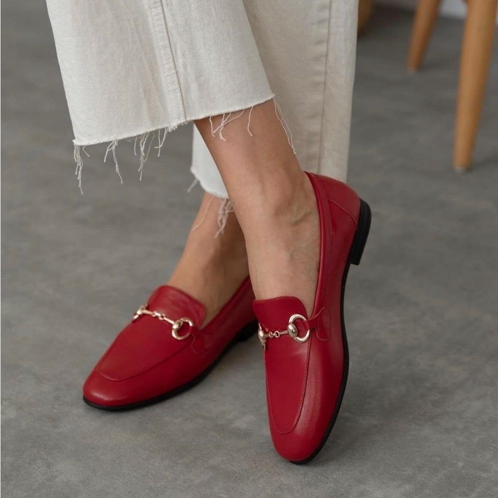 Red loafers